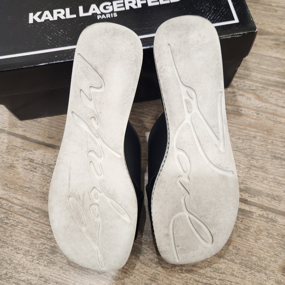KARL LAGERFELD PARIS Janie Crisscross Embellished Slide Sandals, Womens 6.5 - Picture 3 of 6